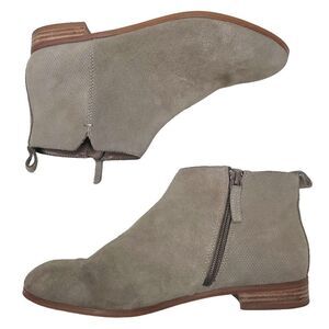 Violet and Red Suede Leather Taupe Booties